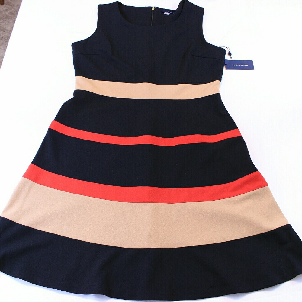 Tommy Hilfiger Colorblocked Fit & Flare Dress, 14